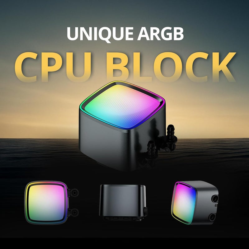 Geometricfuture Eskimo Pro - 420mm AIO CPU Liquid Water Cooler- RGB PWM Squama 2503B 140mm Fan x 3- Fit Intel® LGA 1700, AMD®AM5 - Black- (GEO-EP-42B) - Image 3